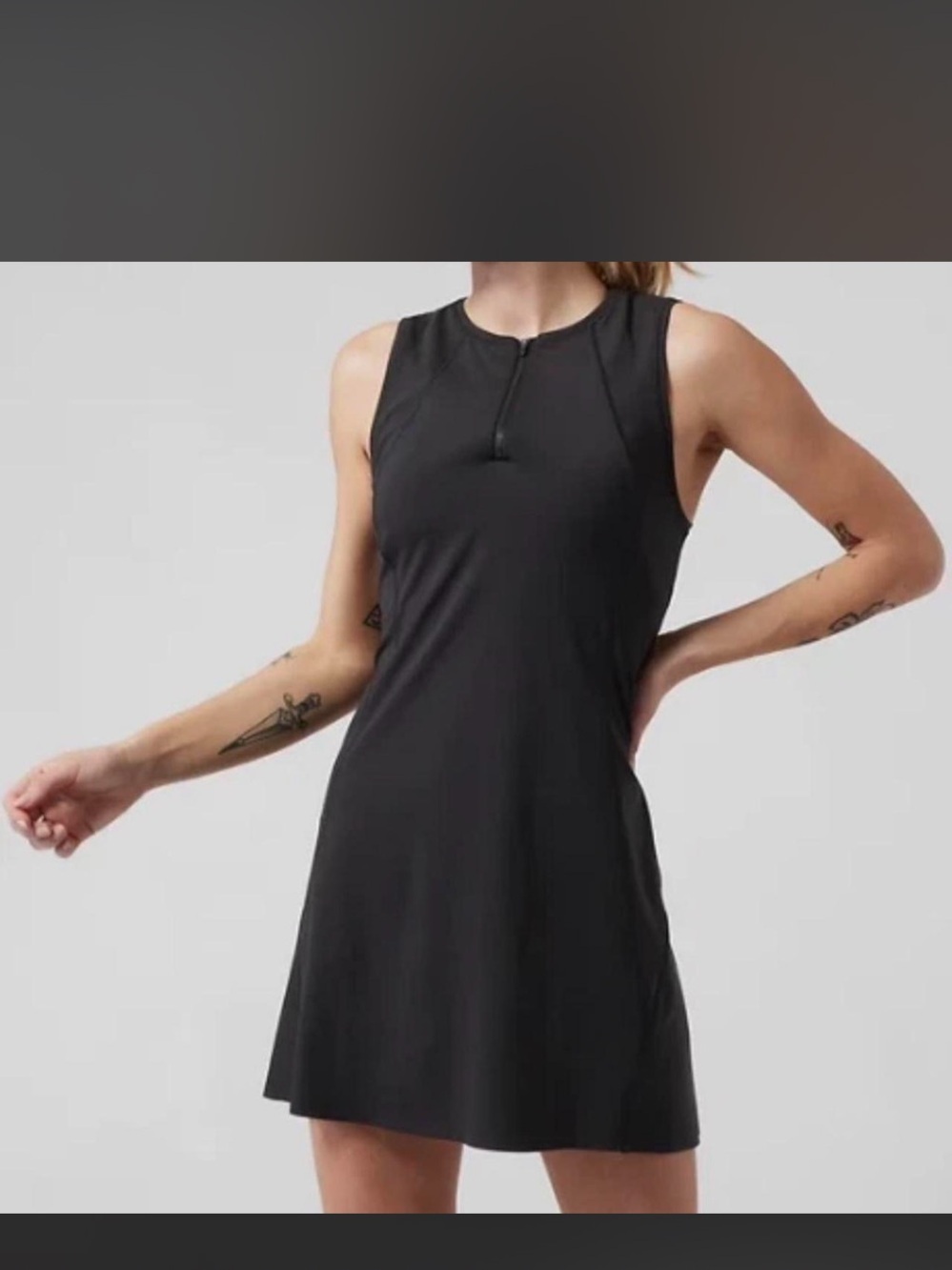 Nwot Athleta ACE Tennis Dress Jersey Dress black casual active summer 90$ - Picture 2 of 9